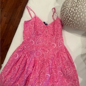 Roller Rabbit x Target Pink Paisley Floral Drop waist midi dresss size XS NWT